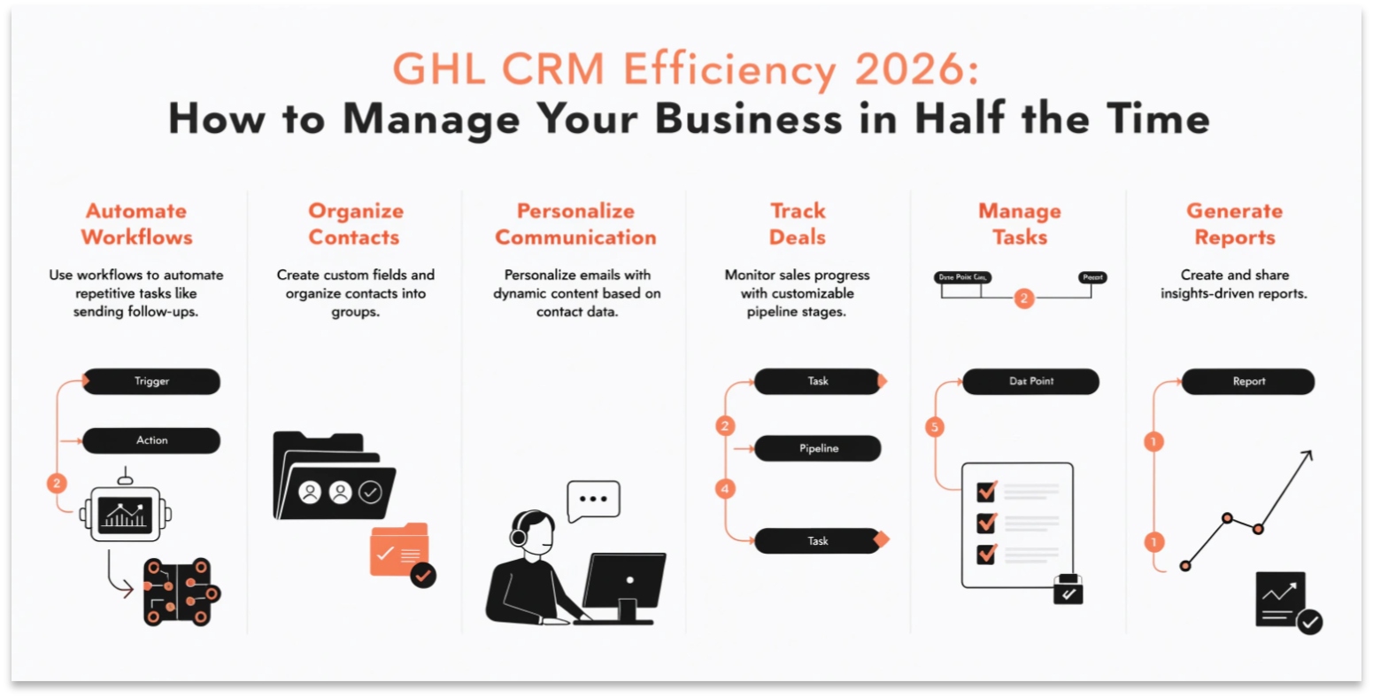 GHL CRM Efficiency 2026: How to Manage Your Business in Half the Time