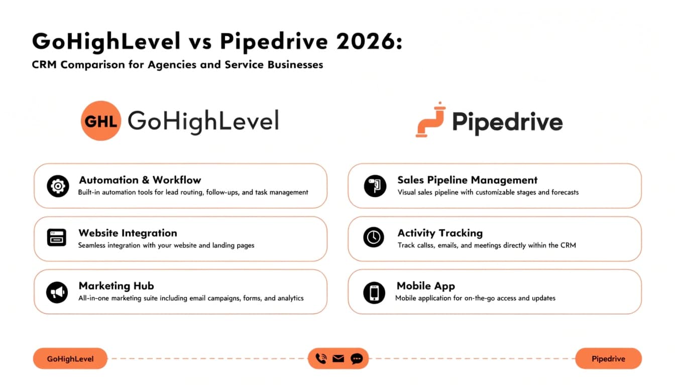 GoHighLevel vs Pipedrive 2026: CRM Comparison for Agencies and Service Businesses